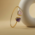 Amethyst and Rose Quarzt Brass Bangle