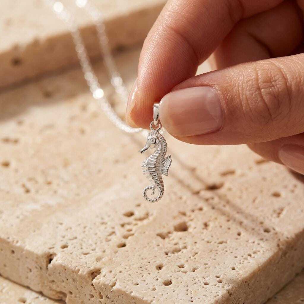 Sterling Silver Seahorse Pendant Necklace | Dainty Beach Jewellery | Sea Jewellery | Ocean Lover Gift