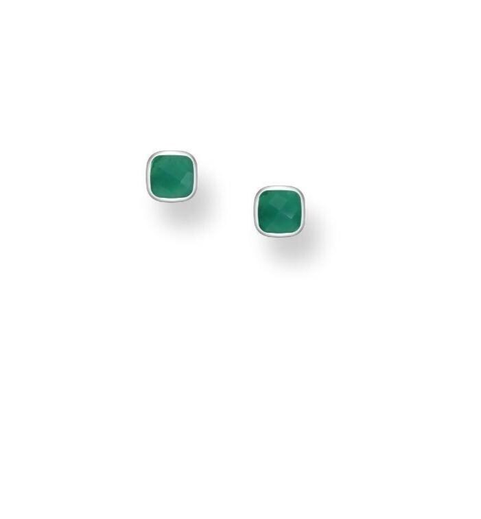 Sterling Silver Square Gemstone Stud Earrings, Crystal Studs, Boho Jewellery Gift For Women