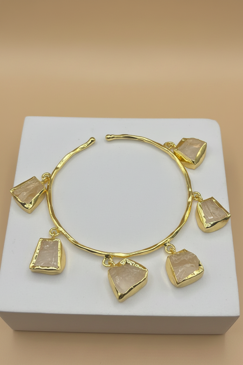 The Charm Edit — Six Stone Gemstone Charm Bangle