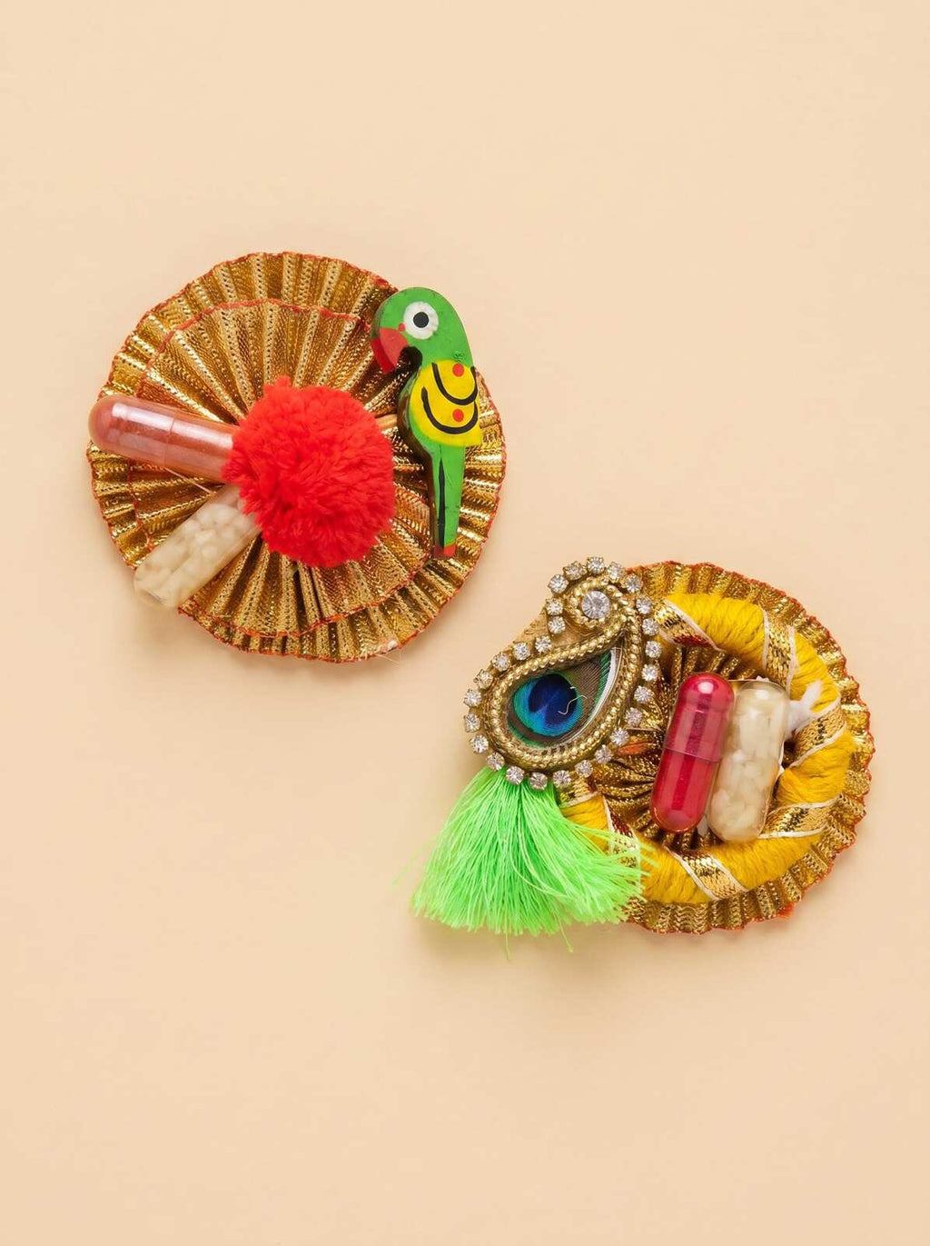 Kundan Beaded Couple Rakhi Set – Bhai Bhabhi Rakhri Set, Lumba Combo
