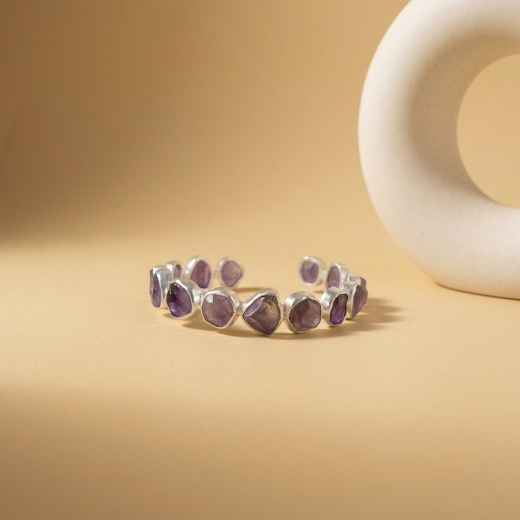 Gemstone Open Bangle Bracelet