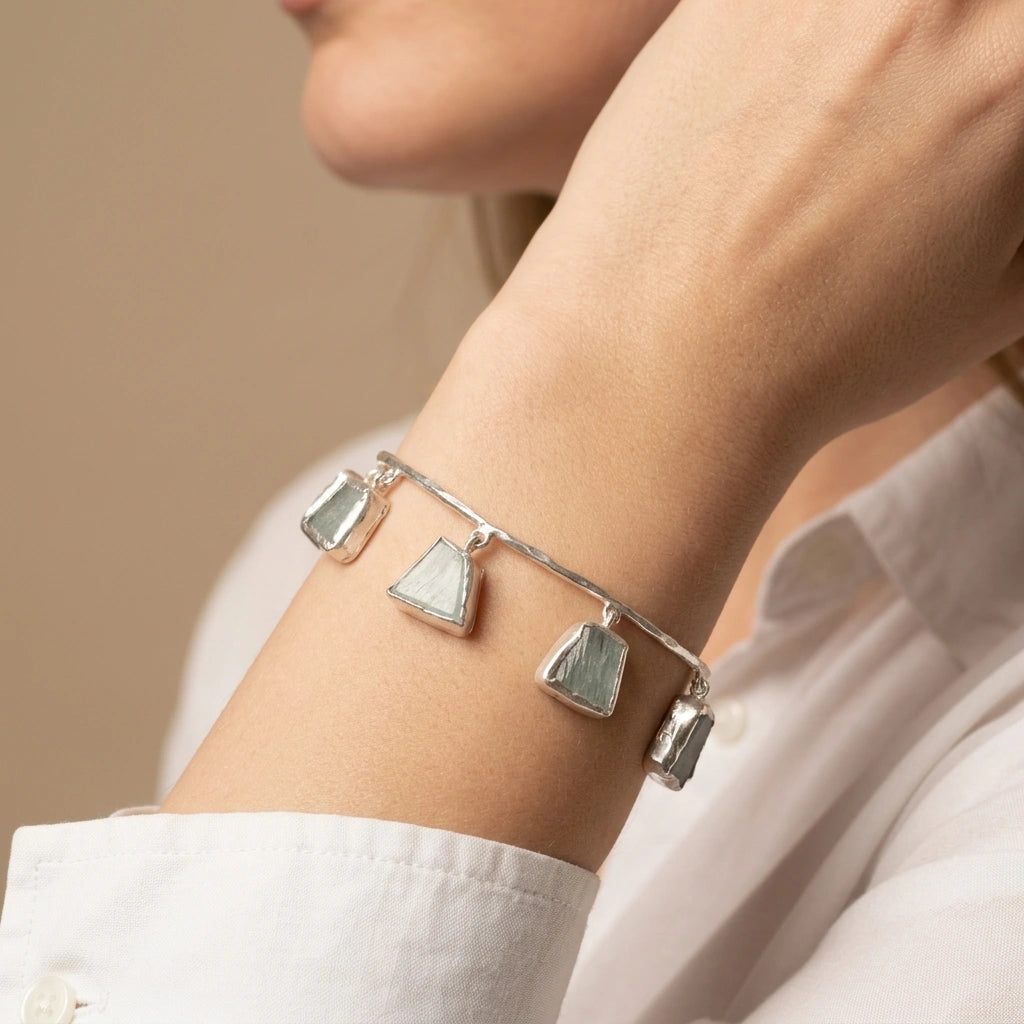 The Charm Edit — Six Stone Gemstone Charm Bangle
