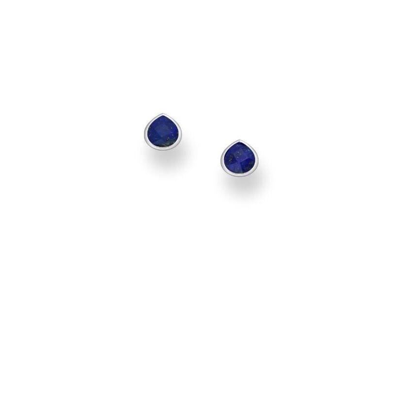 Teardrop Lapis Lazuli Stud Earrings – Sterling Silver Blue Gemstone Studs