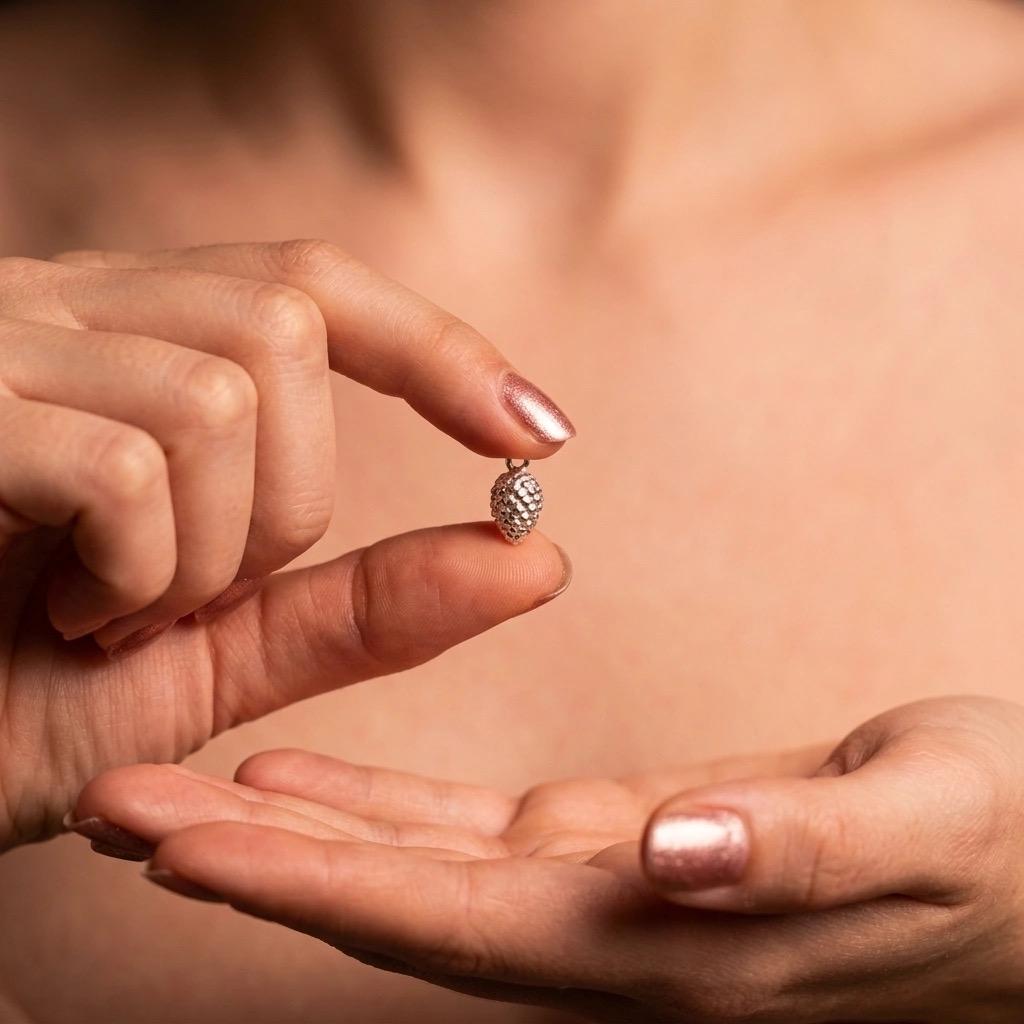 Pine Cones Pendant, Pinecone Charm Layered Necklace, 18K Gold plated , Silver
