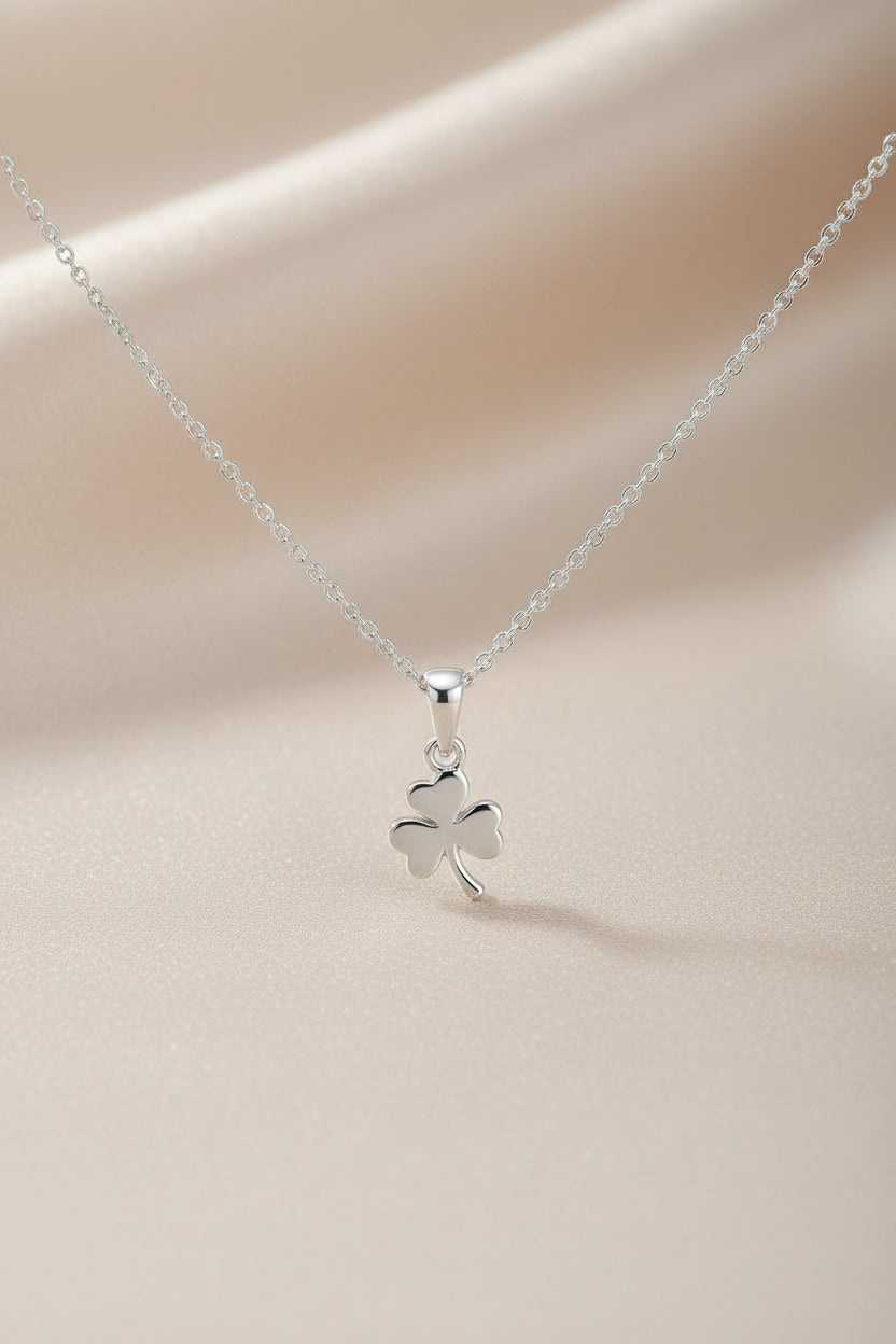 Sterling Silver Shamrock Pendant l Lucky leaf pendant l Clover pendant