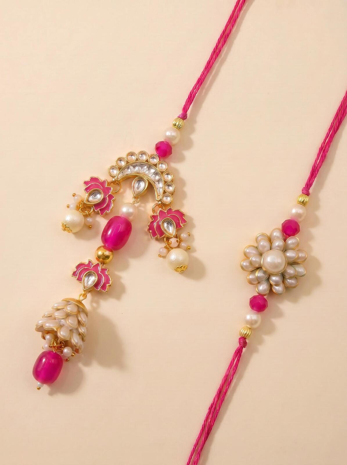 Kundan Couple Rakhi / Rakhri for Brother -Sister in law| Bhai Bhabhi Rakhi Combo