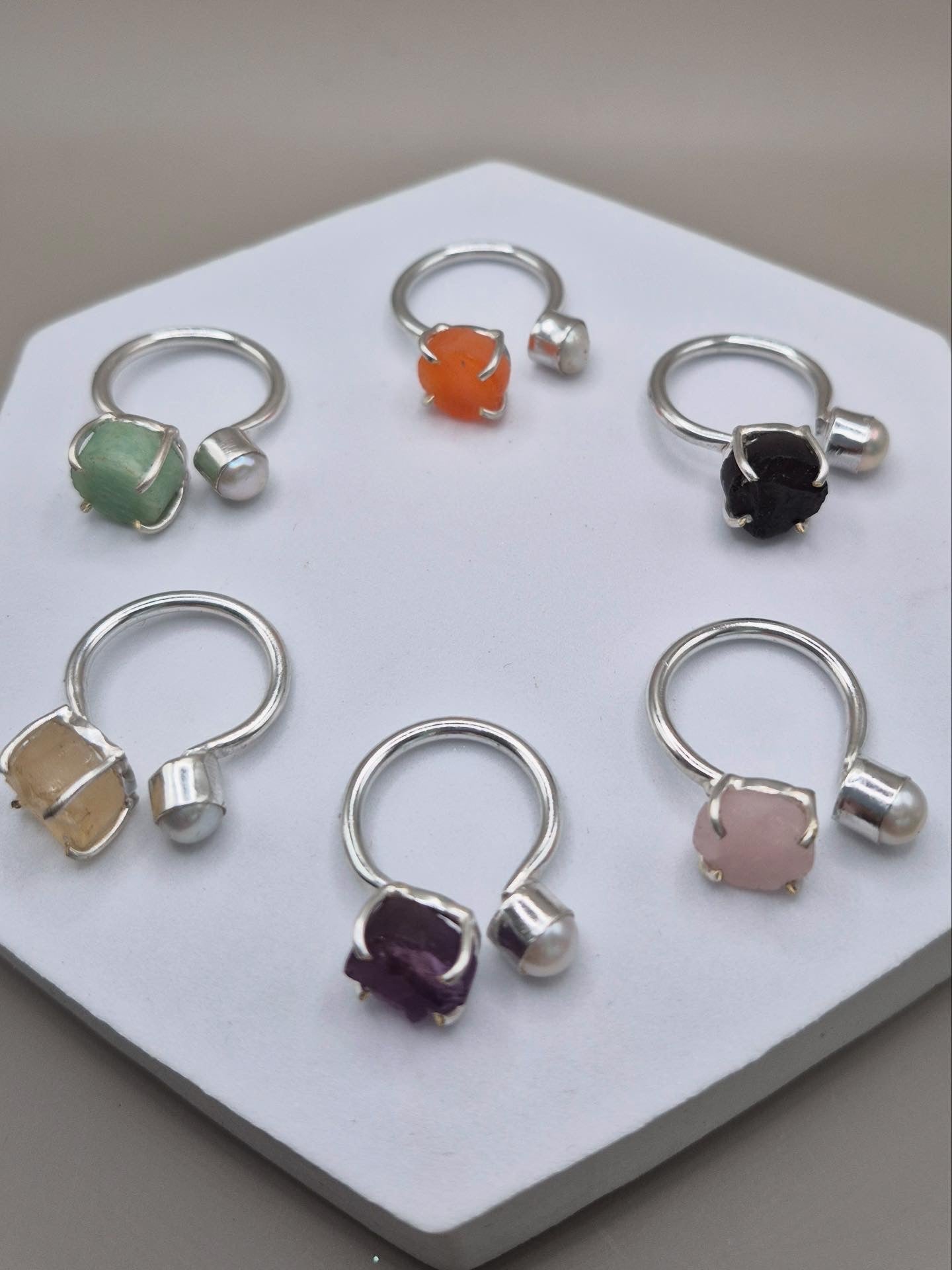 Gemstone X pearl Ring