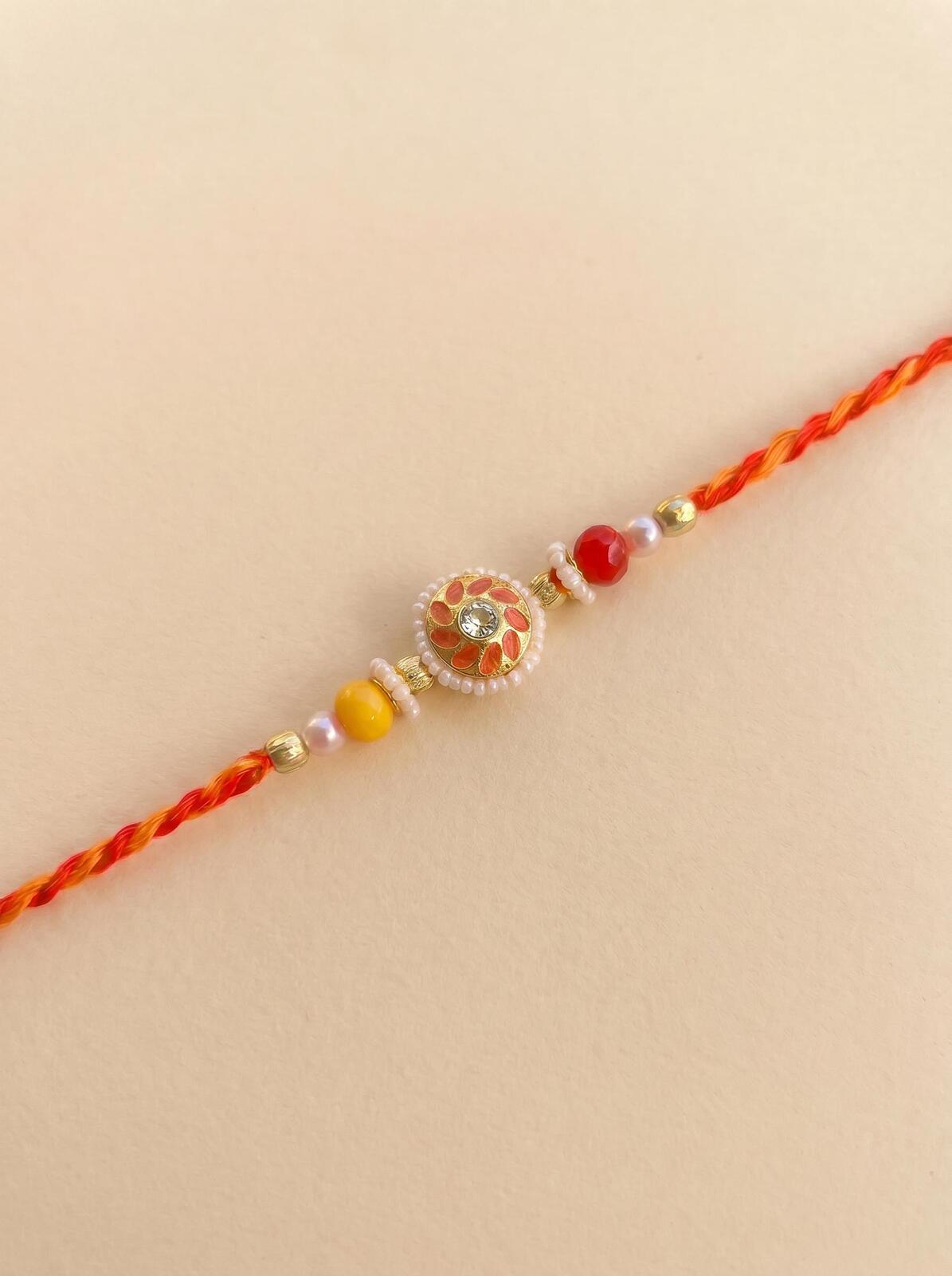 Traditional Rakhi / Rakhri for Brother, Handmade Red Blue Rakhri | Raksha Bandhan Gift