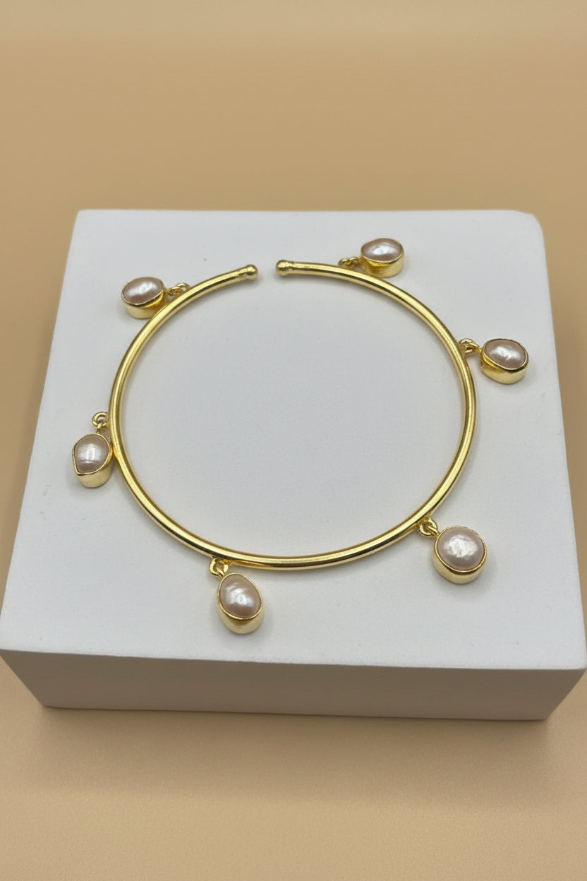 Pearl Grace — Freshwater Pearl Charm Bangle