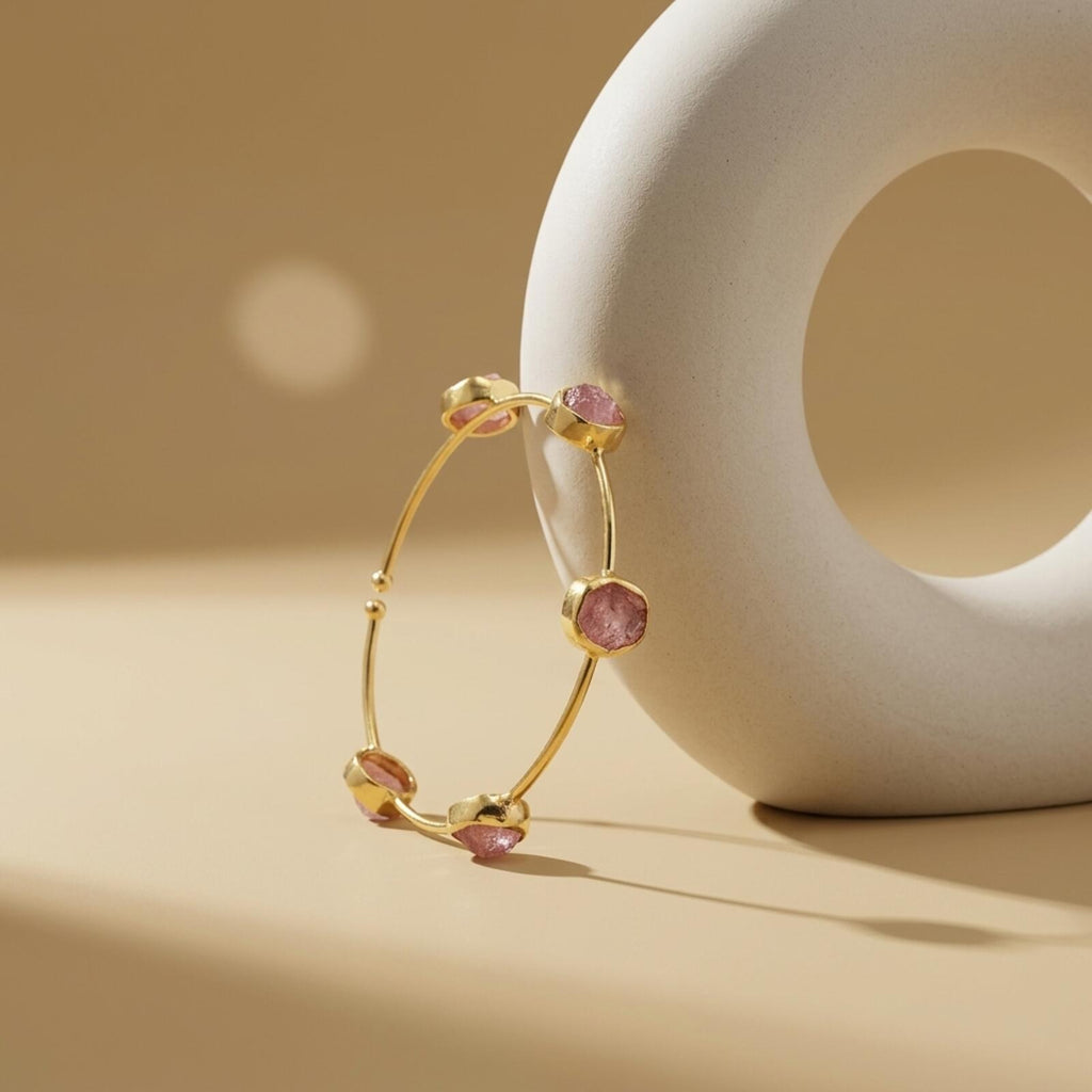 Gold Tone Gemstone Orbit Bangle Bracelet