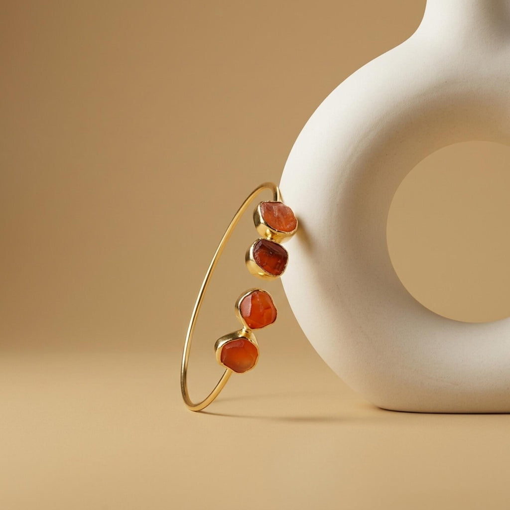Cuff Bracelet with 4 Raw Stone Accents