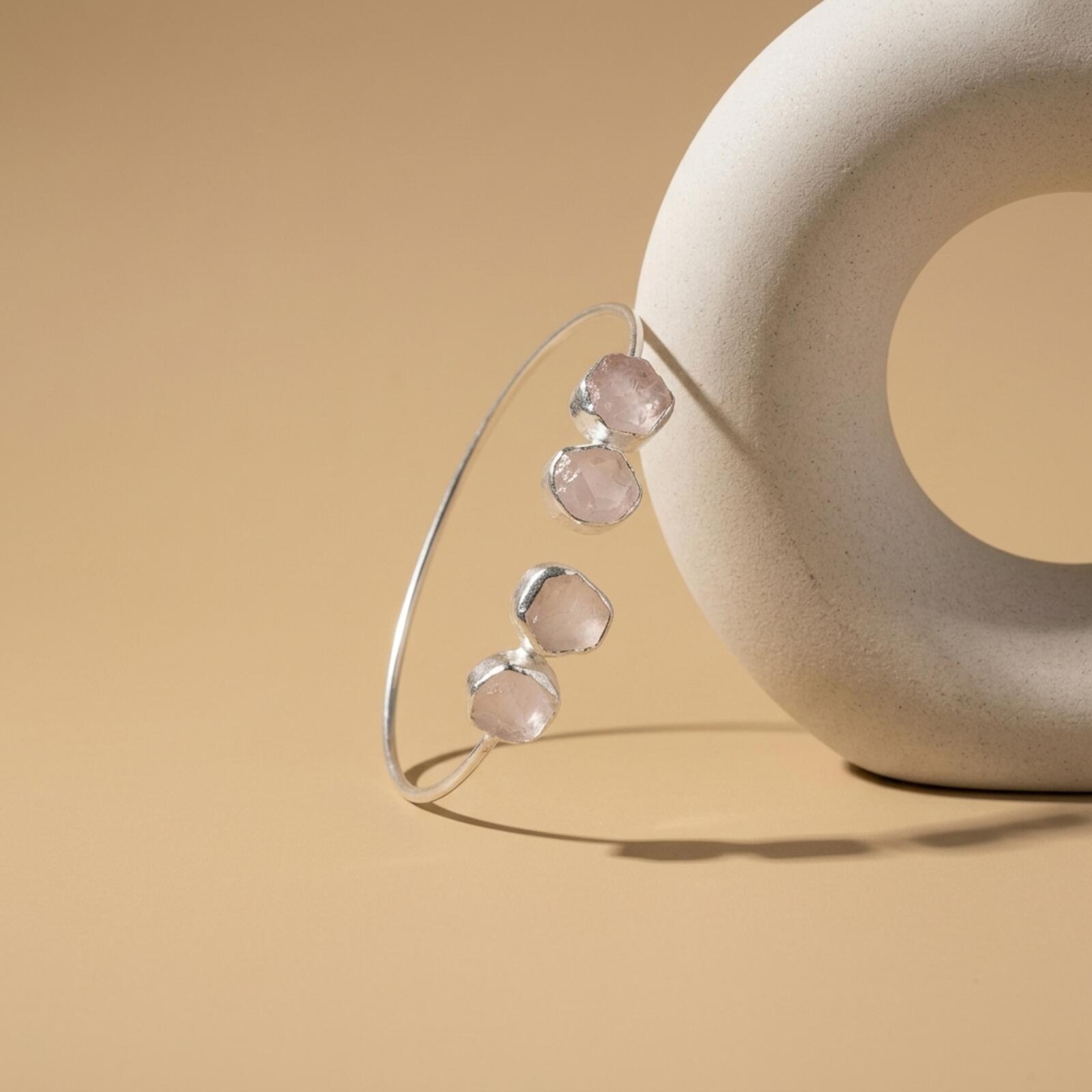 Cuff Bracelet with 4 Raw Stone Accents