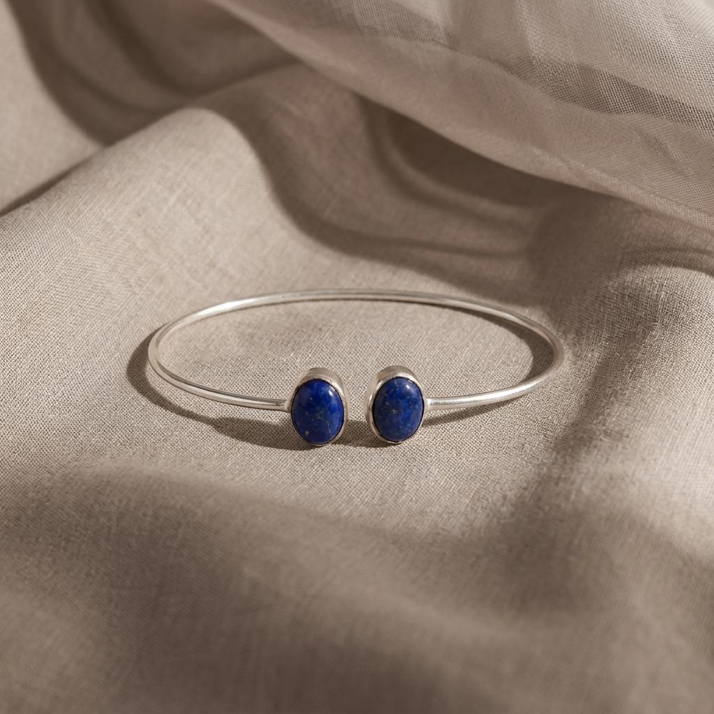 Lapis Lazuli Bangle, Adjustable Cuff Bracelet, Gold or Silver Open Bangle, Blue Gemstone Bracelet, Stackable Cuff, Genuine Gemstone Jewelry