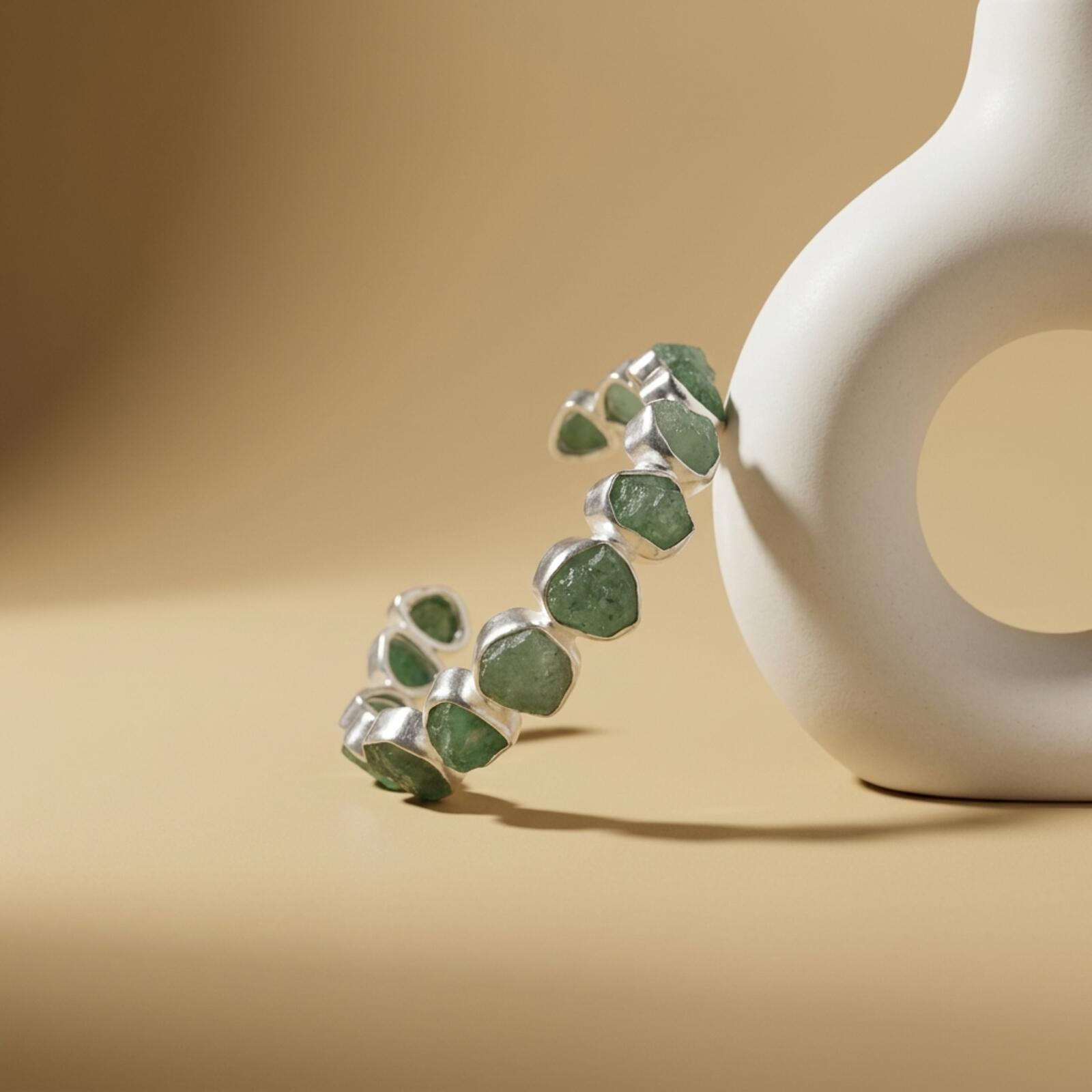 Gemstone Open Bangle Bracelet