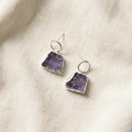 Silver Plated Gemstone Drop Earrings | Amethyst, Amazonite, Citrine & Rose Quartz | Natural Stone Jewellery Gift for Her