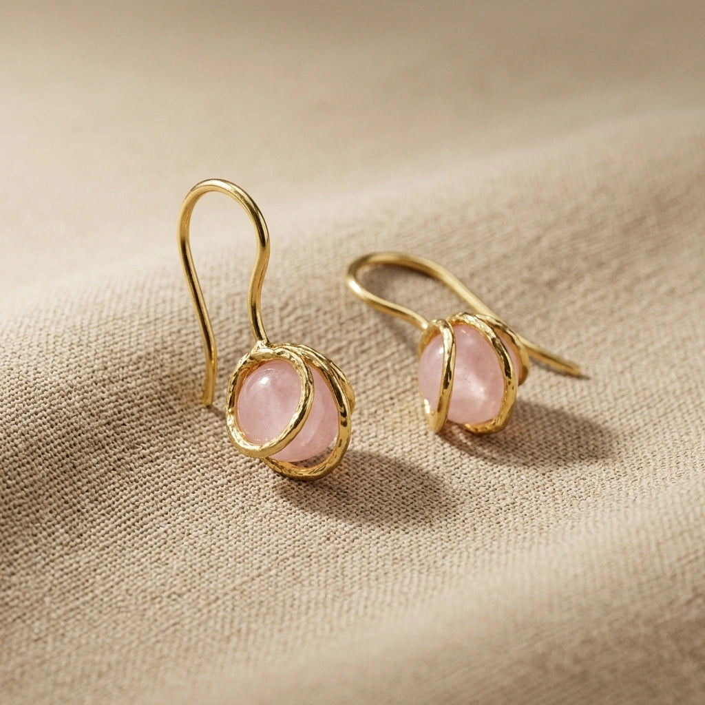 The Bead Drop — Gemstone Fish Hook Earrings