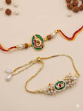 Beaded Rakhi Set – Matching Brother and Sister-in-law Rakhri Thread, Indian Bracelet