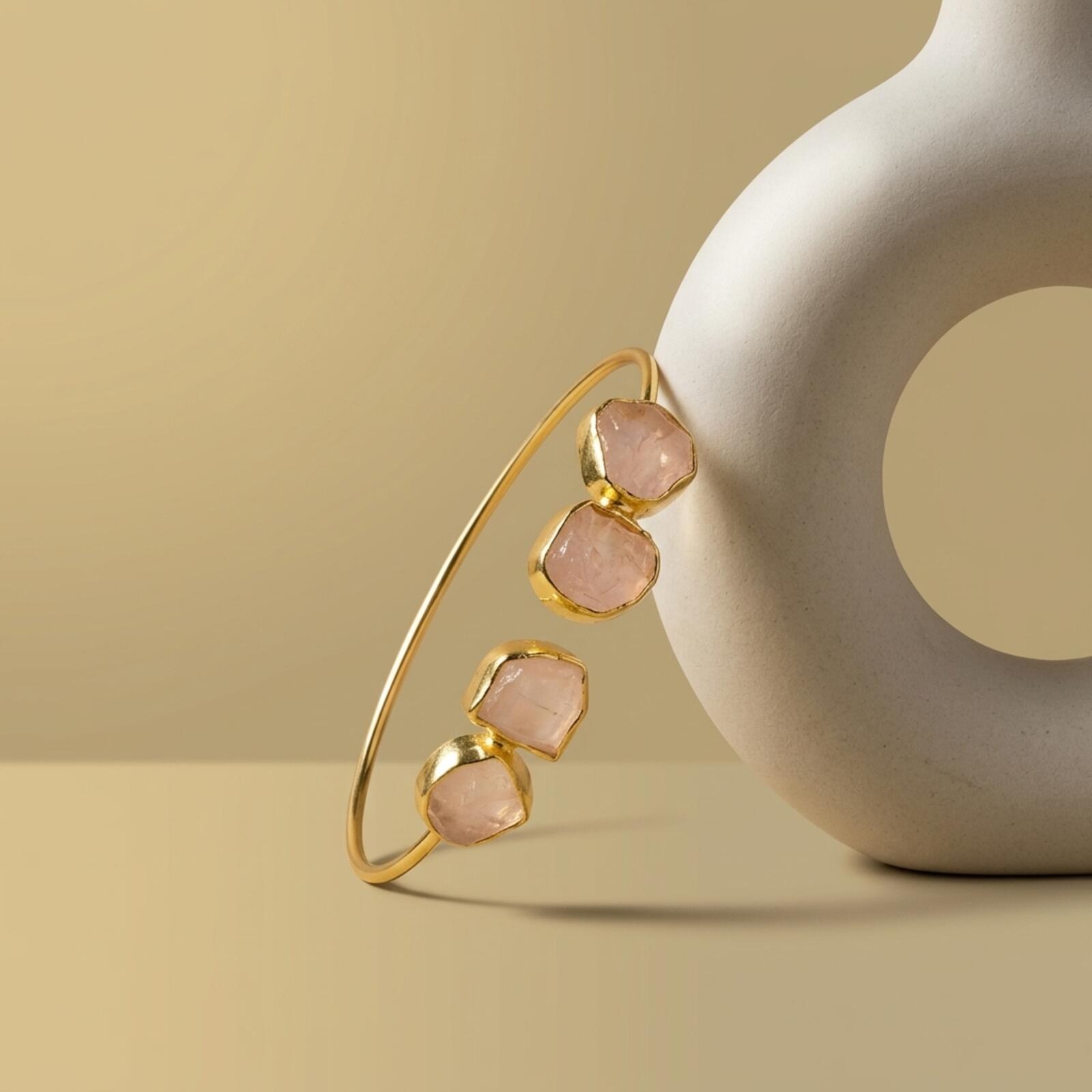 Cuff Bracelet with 4 Raw Stone Accents
