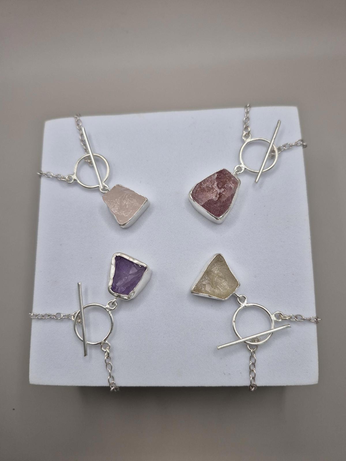 Toggle Lock Crystal Stone Necklace