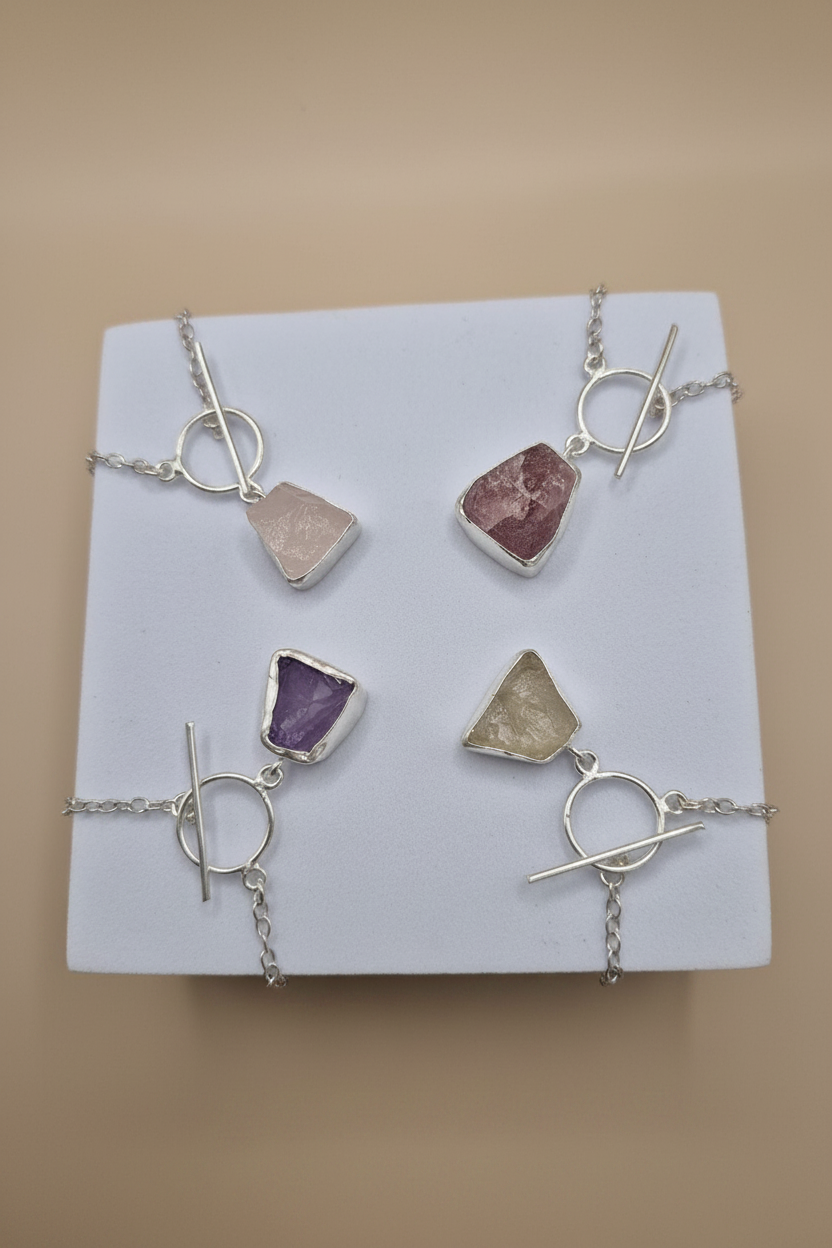 Toggle Lock Crystal Stone Necklace