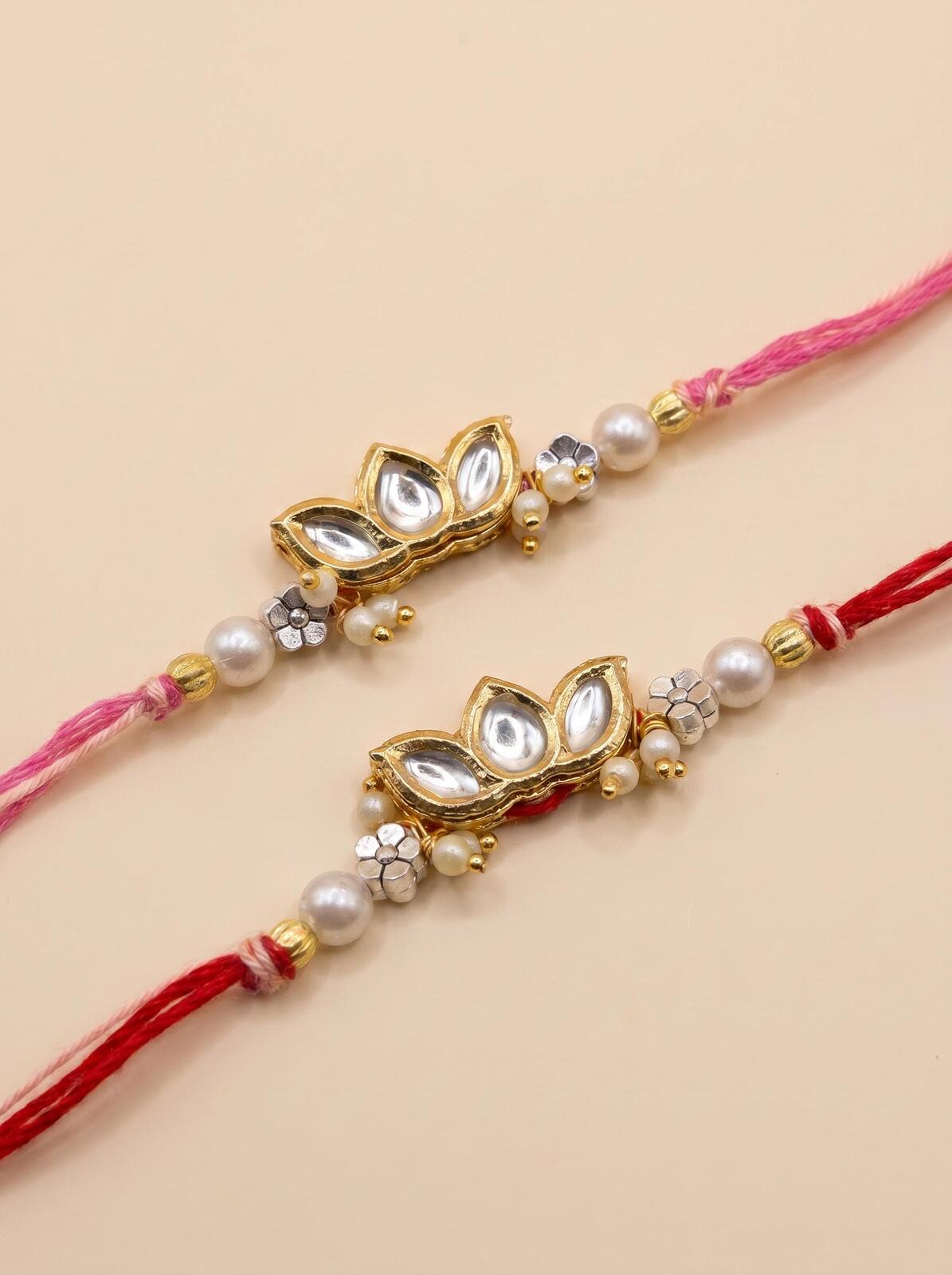 Kundan Lotus Rakhi / Rakhri for Brother