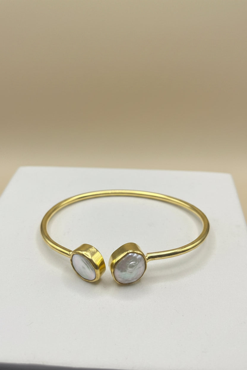 Pearl Coin Duo — Mother of Pearl Coin Bracelet