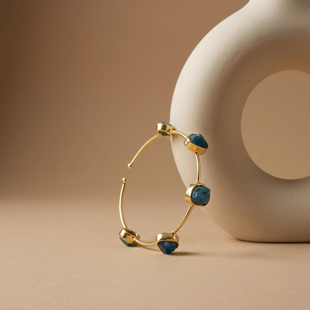 Gold Tone Adjustable Gemstone Bangle Bracelet