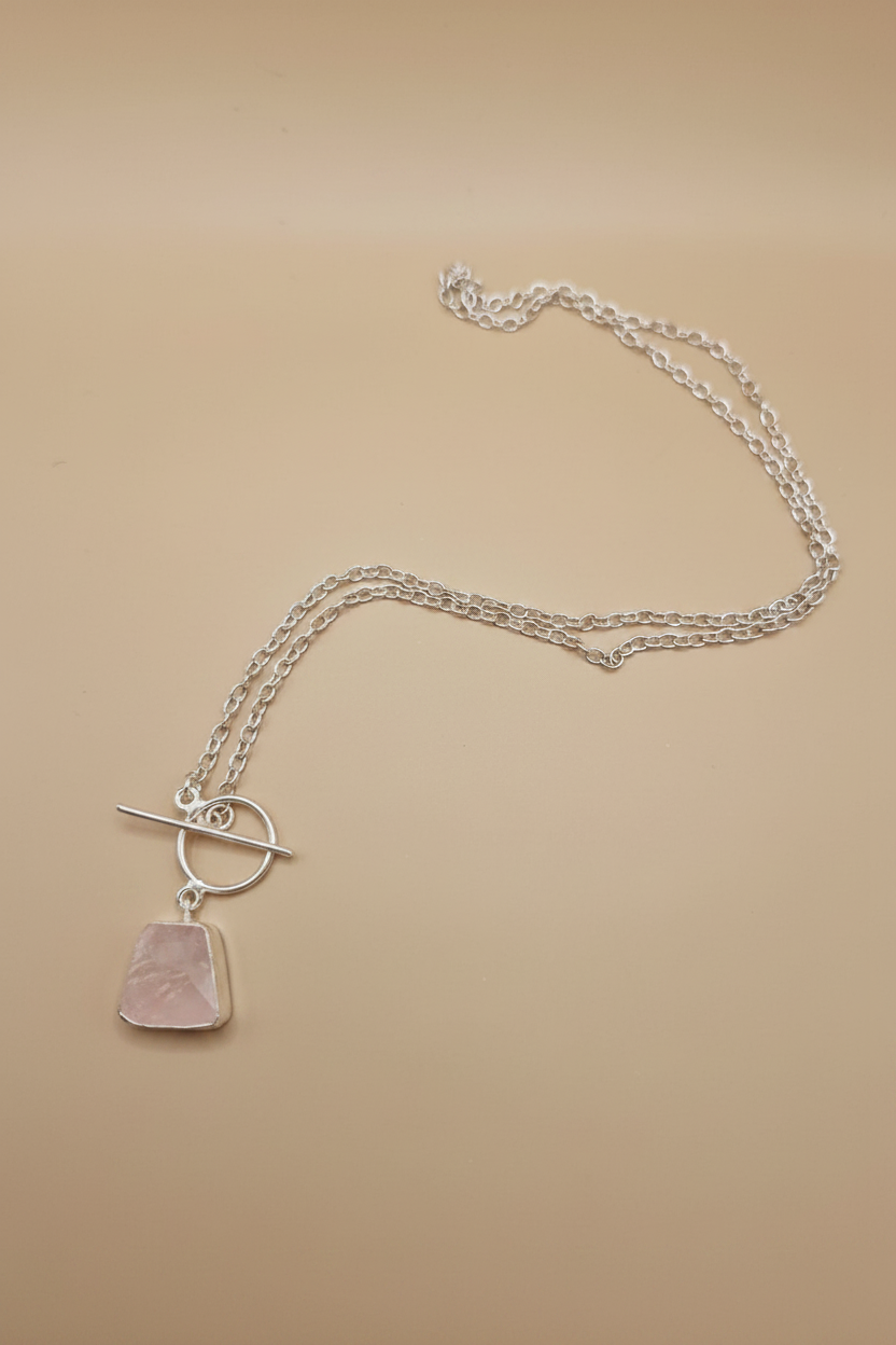Toggle Lock Crystal Stone Necklace