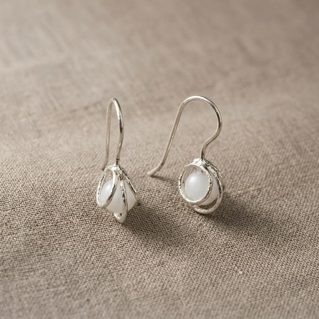 The Bead Drop — Gemstone Fish Hook Earrings