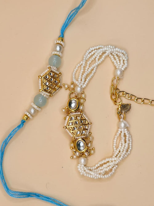 Beaded Rakhi Set – Brother and Sister-in-law, Indian Bracelet