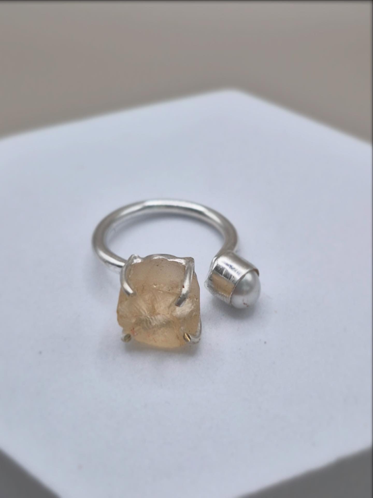 Gemstone X pearl Ring