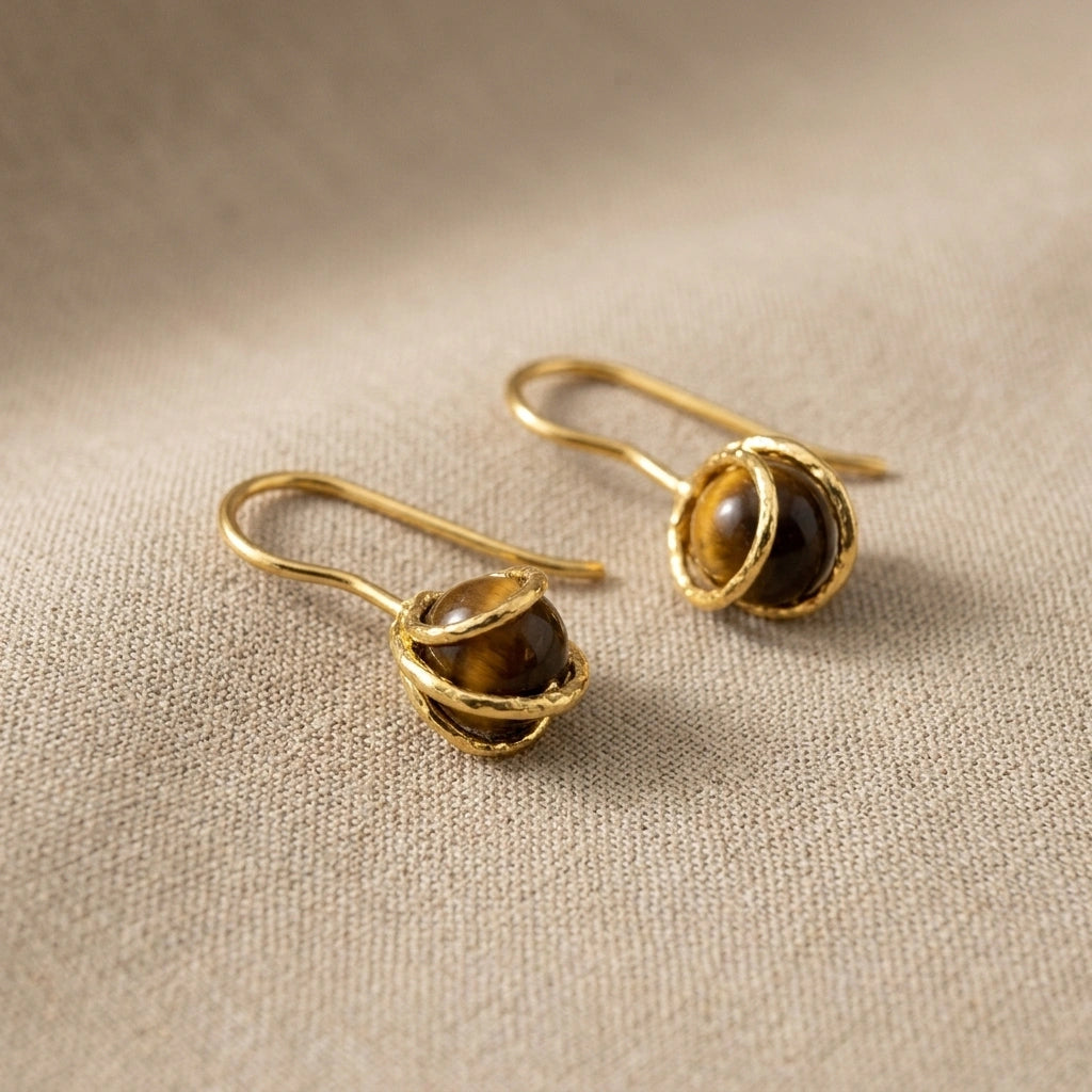 The Bead Drop — Gemstone Fish Hook Earrings