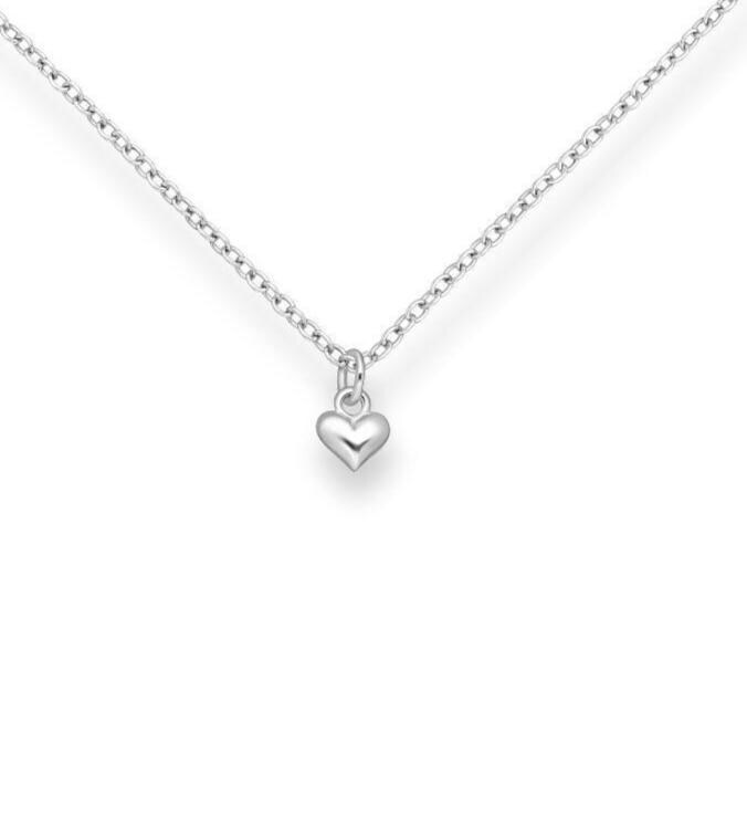 Tiny Dainty Silver Heart Pendant Charm, Small Love Jewellery (0.6cm x 0.6cm)