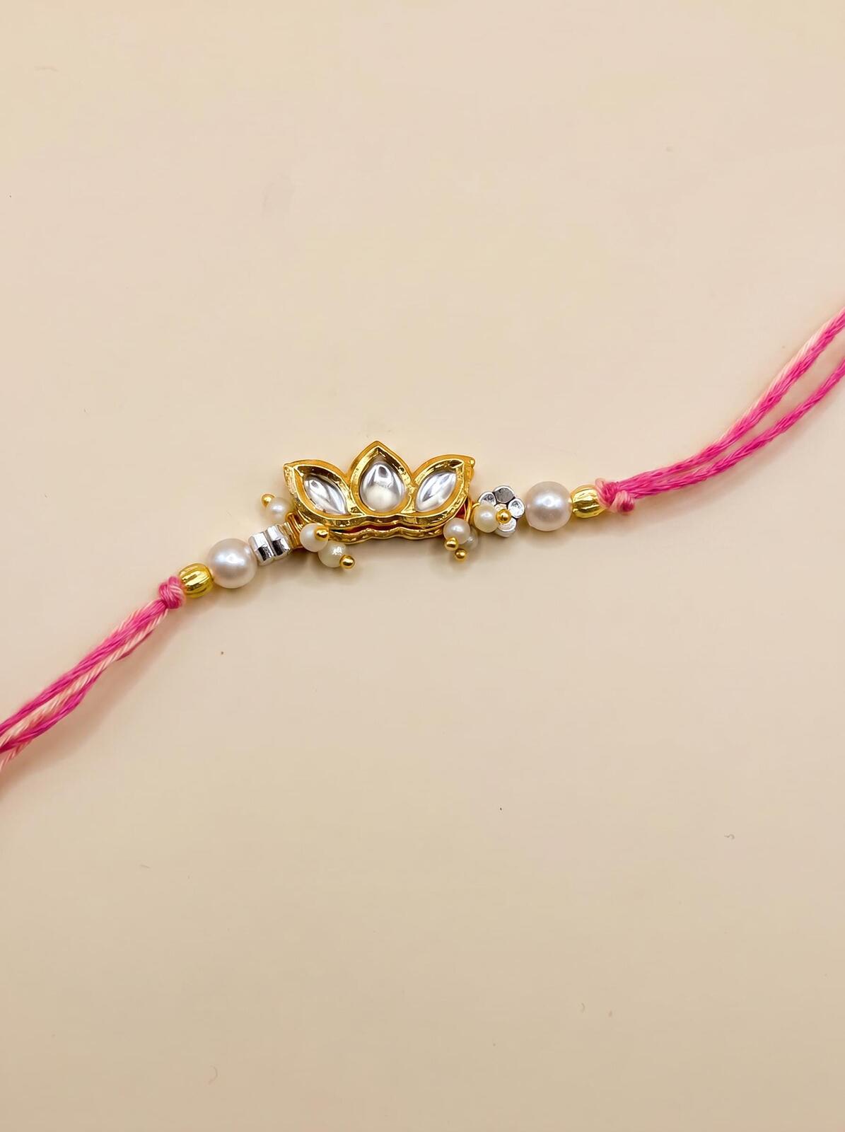 Kundan Lotus Rakhi / Rakhri for Brother