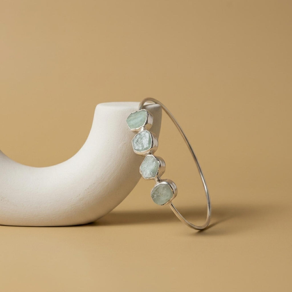 Cuff Bracelet with 4 Raw Stone Accents