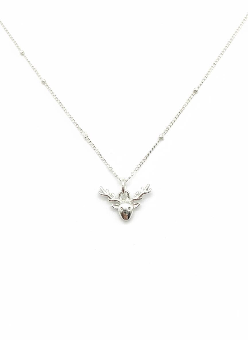 Christmas Gold Reindeer Necklace | 18K Plated, 925 Silver Plated Deer Charm | Festive Holiday Jewellery