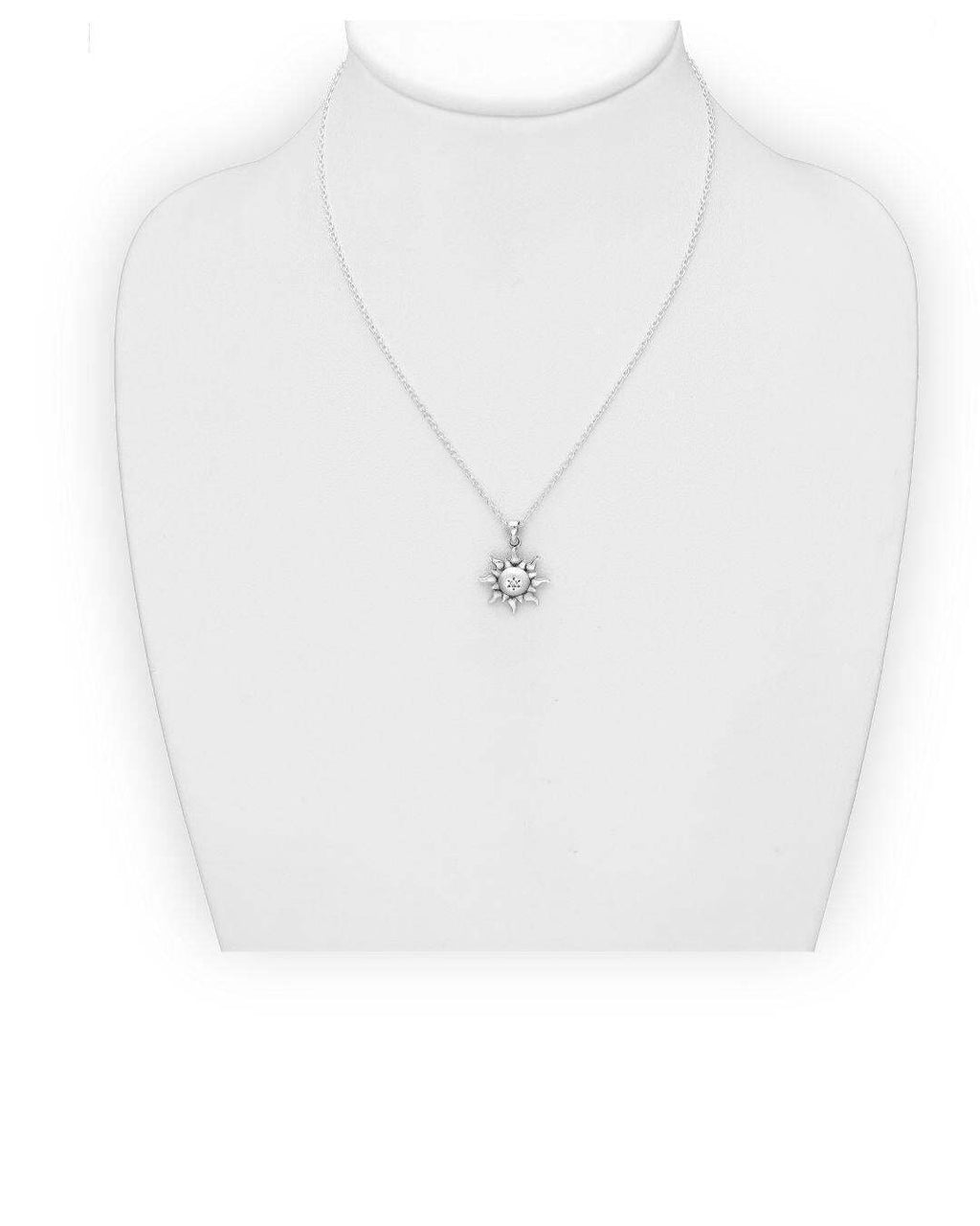 Sterling Silver Oxidized Sun Pendant Necklace, Minimalist Jewellery for Women