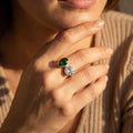 green - transparent crystal ring