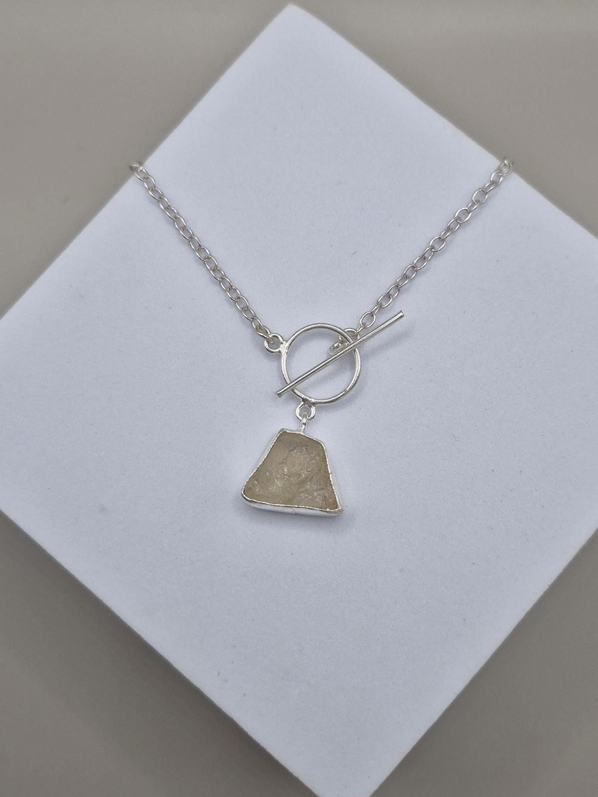 Toggle Lock Crystal Stone Necklace