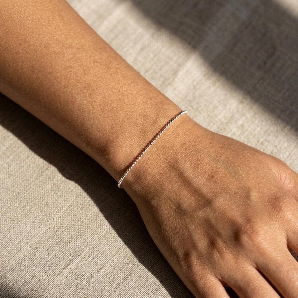 Silver Plated Dainty Bracelet Bangle | Adjustable Bracelet | Stackable Chain Bracelet | Everyday Jewelry Gift for Women