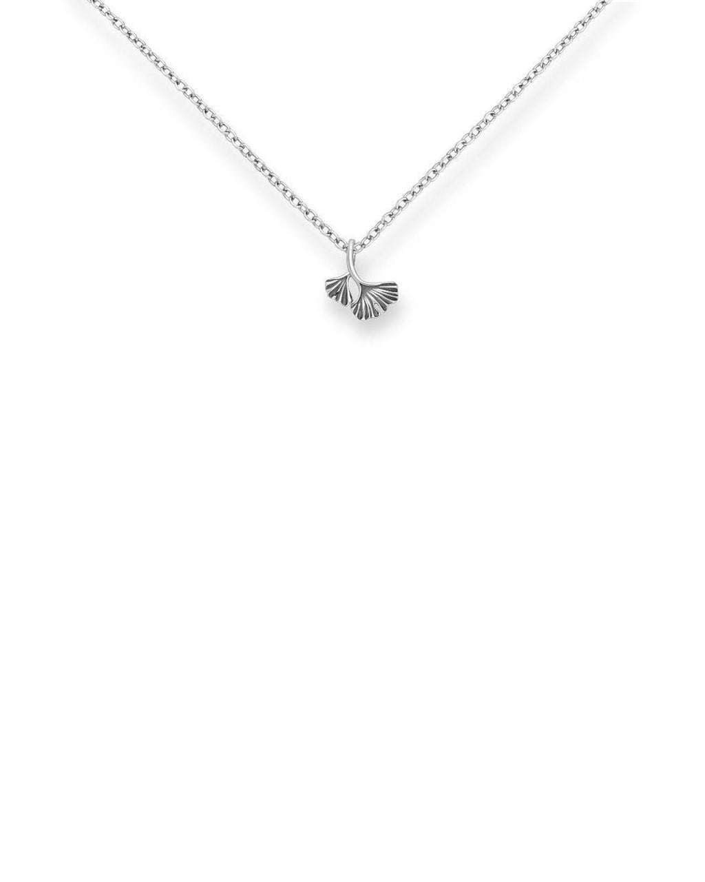 Sterling Silver Oxidized Ginkgo Leaf Pendant