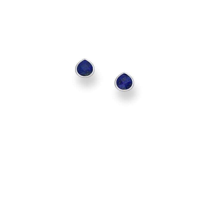 Teardrop Lapis Lazuli Stud Earrings – Sterling Silver Blue Gemstone Studs