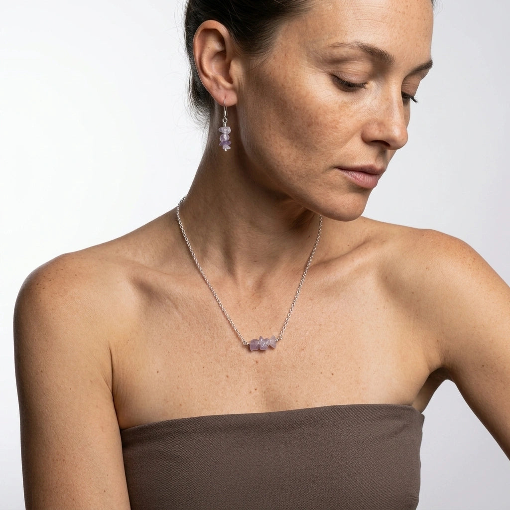 Handmade Crystal Necklace and earrings set