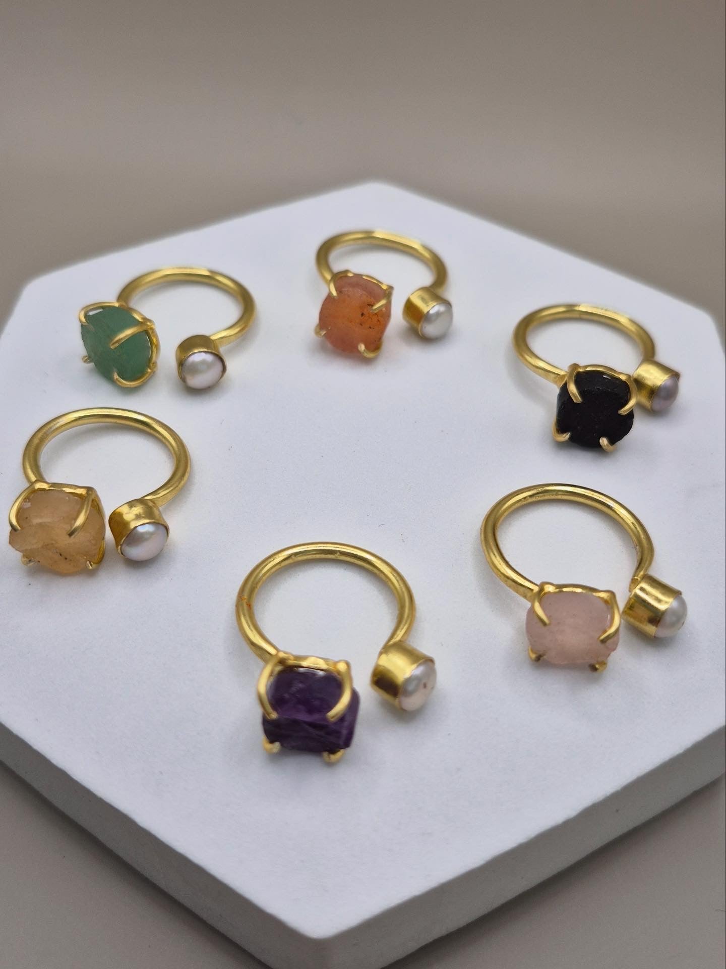 Gemstone X pearl Ring