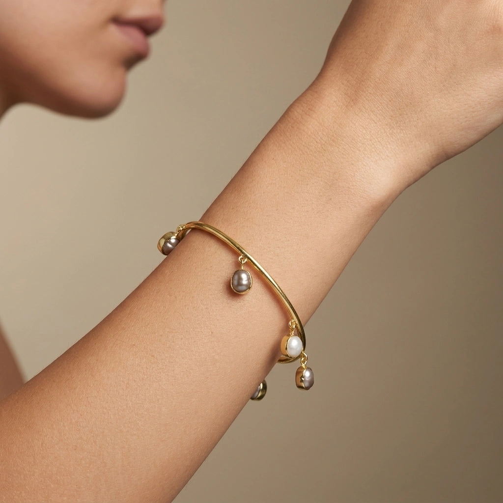 Pearl Grace — Freshwater Pearl Charm Bangle