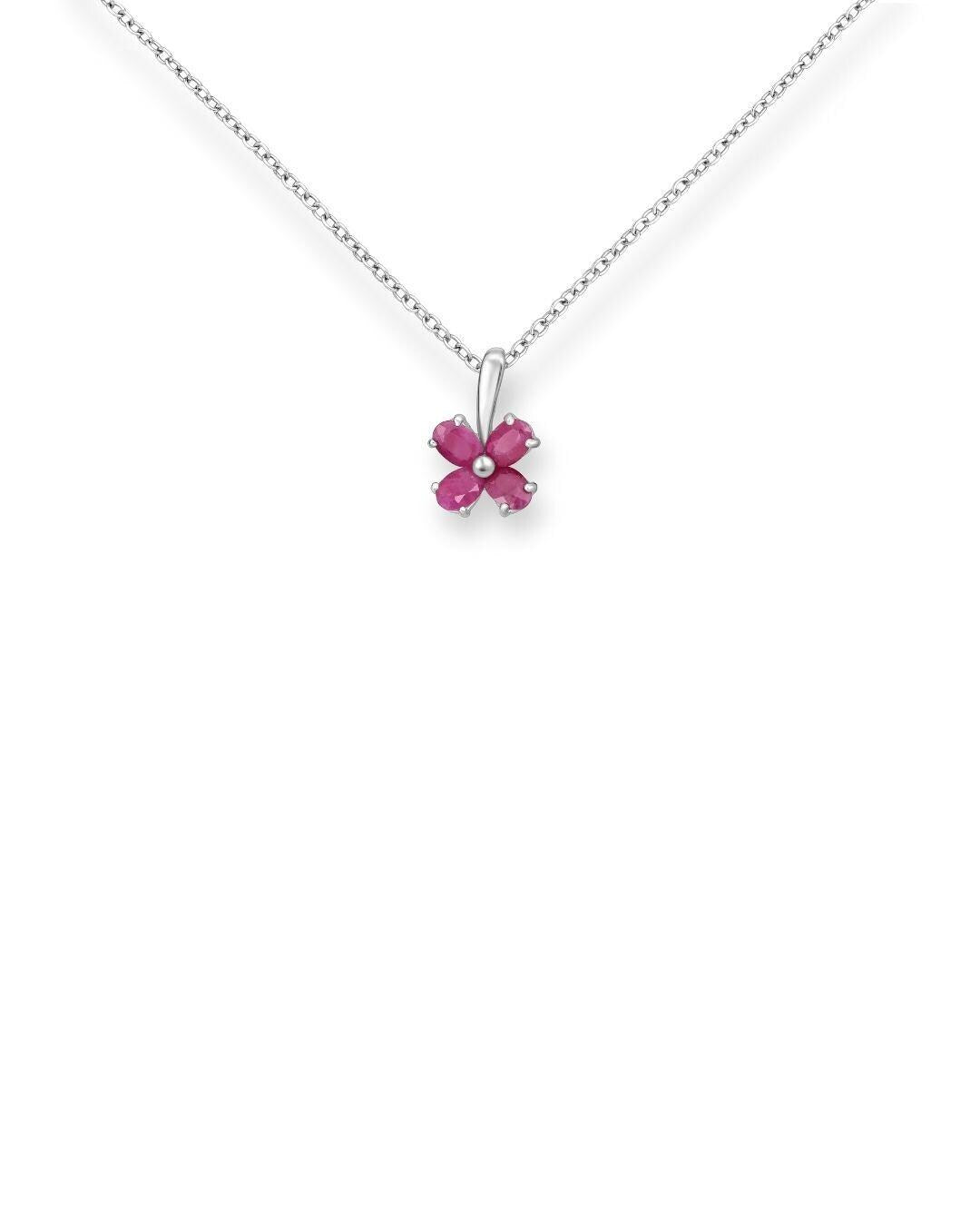 Sterling Silver Gemstone Flower Pendant, Birthstone Small Boho Floral Charm
