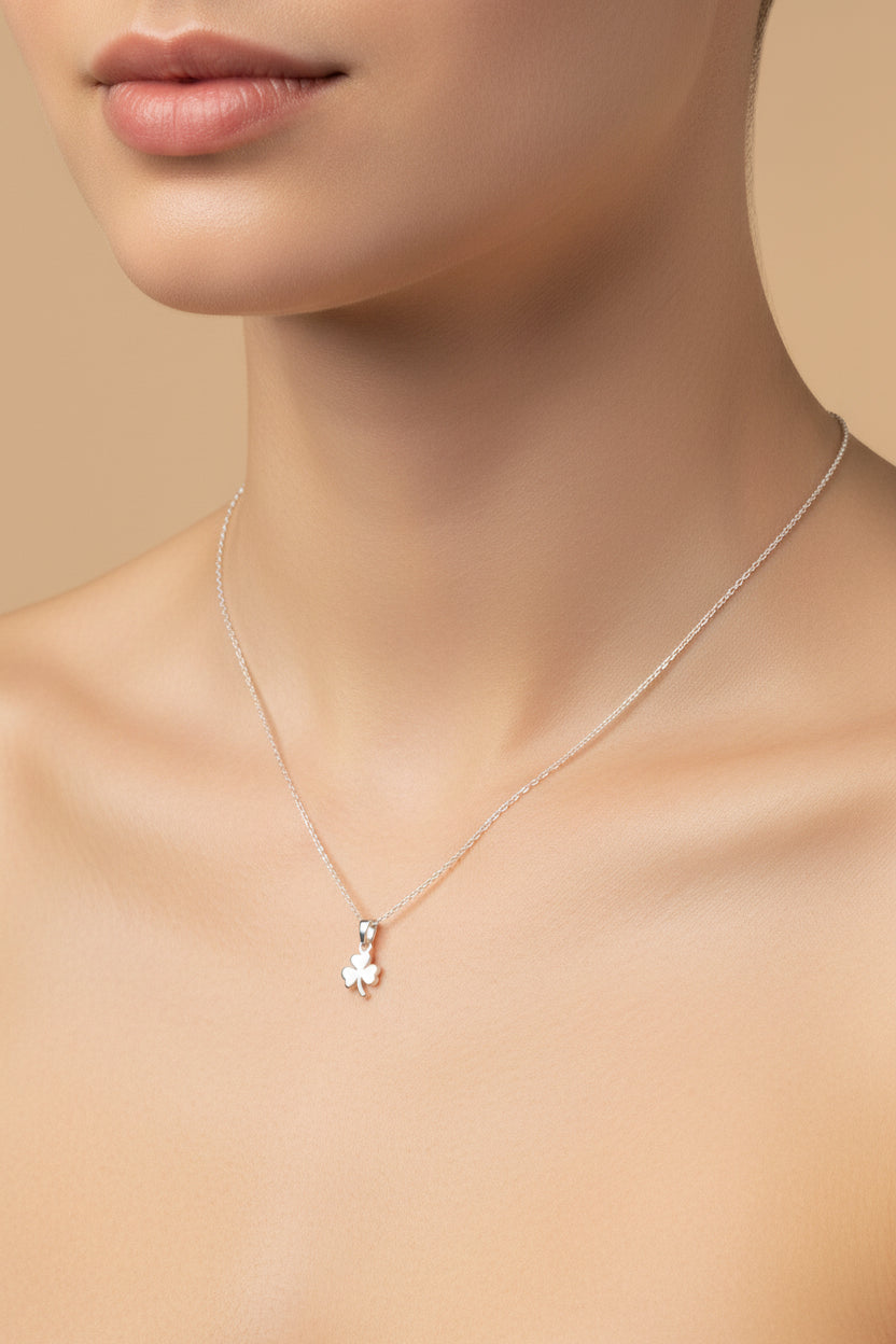 Sterling Silver Shamrock Pendant l Lucky leaf pendant l Clover pendant