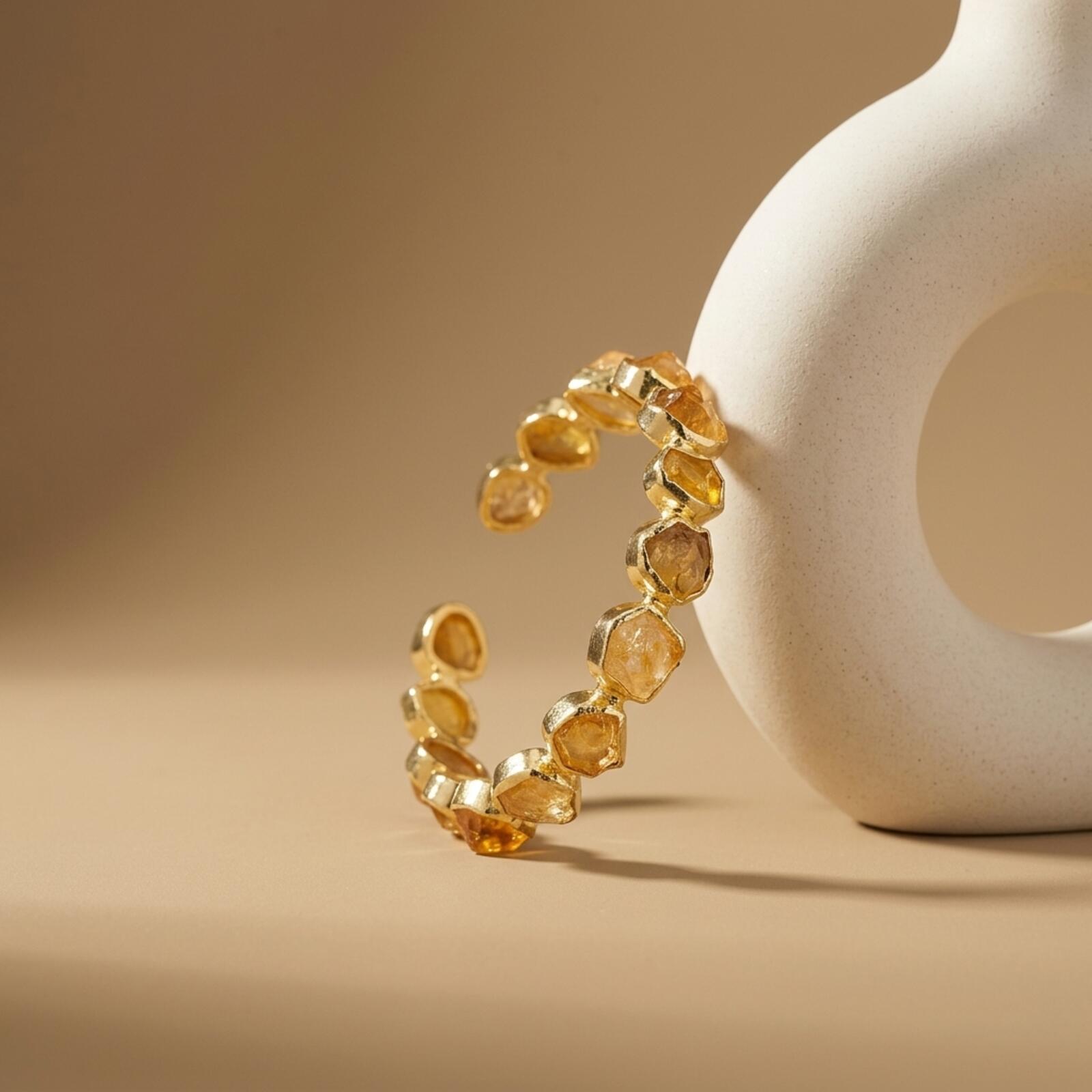 Gemstone Open Bangle Bracelet