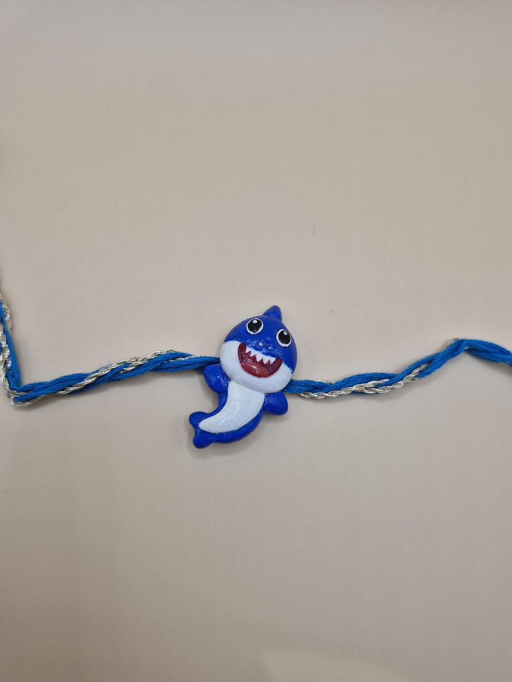 Cartoon Shark Kids Rakhi Bracelet, Handpainted Clay